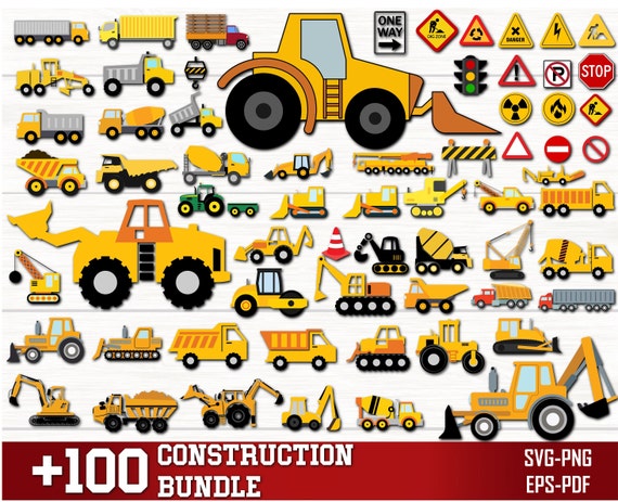 Construction SVG, Camions Svg, Pack de construction svg, Excavatrice Svg, Camion à benne svg, Bulldozer svg Fichiers pour Cricut Silhouette