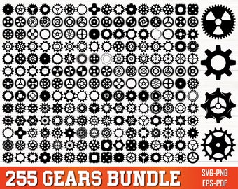 Gears SVG Bundle, Gears PNG Bundle, Gears Clipart, Metal Gears Svg, Gears SVG Cut Files for Cricut, Gears Silhouette, Gear Shapes Svg