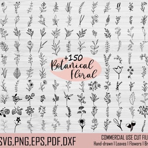 Botanical Svg Bundel | Bloem Svg | Botanische Clipart | Flower Clipart | Bloemen bladeren en takken bundel Svg | Commercieel gebruik inbegrepen