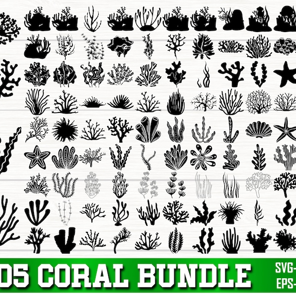 Coral SVG Bundle, Coral PNG Bundle, Coral Clipart, Coral Silhouette, Coral SVG Cut Files for Cricut, Under The Sea svg, Sea Plants Svg