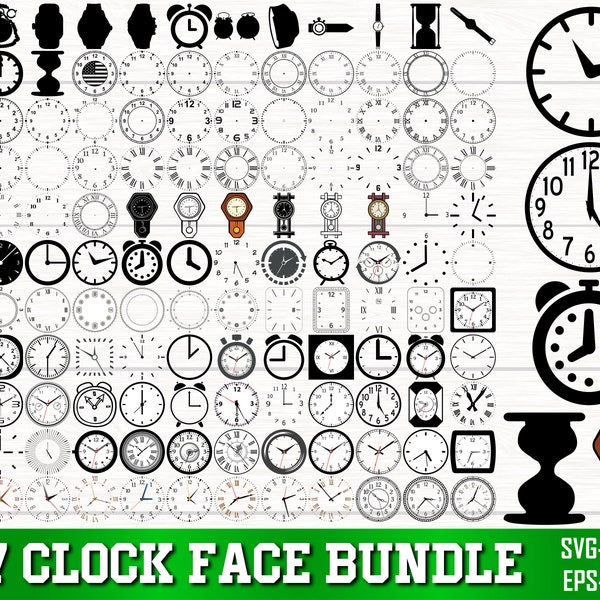 Clock Face SVG Bundle, Clock SVG, Clock Face Clipart, Clock Face Silhouette, Roman Numeral Clock, Clock Numbers Svg, Clock Face Template