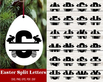 Easter Split Monogram SVG, Easter Alphabet Svg, Easter Eggs svg, Happy Easter Svg, Easter Egg Clipart, Easter Christian Svg, Spring Svg