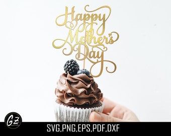 Muttertag Cake Topper SVG, Happy Mothers Day SVG, Cake Topper SVG Datei, Muttertag, Happy Mother Day Laser cut, Muttertag Clipart