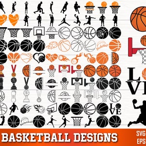 Pacchetto SVG di basket, Pacchetto PNG di basket, Clipart di basket, Silhouette di basket, File di taglio SVG di basket per Cricut, Maglia della squadra