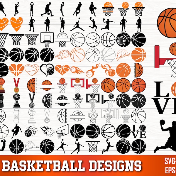 Basketball SVG Bundle, Basketball PNG Bundle, Basketball Clipart, Basketball Silhouette, Basketball SVG Cut Files for Cricut, Team Shirt