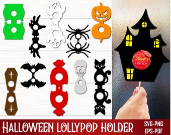 Halloween Lollipop holder Svg bundle, Lollipop Holder Svg, Lollipop svg, Halloween Candy Holder svg, Layered Halloween paper craft