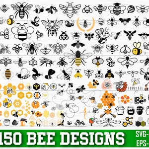 Más de 150 paquetes SVG de abeja, paquete PNG de abeja, imágenes prediseñadas de abeja, silueta de abeja, svg de panal, svg de abeja, archivos de corte de abeja para cricut, imágenes prediseñadas de miel, svg de miel