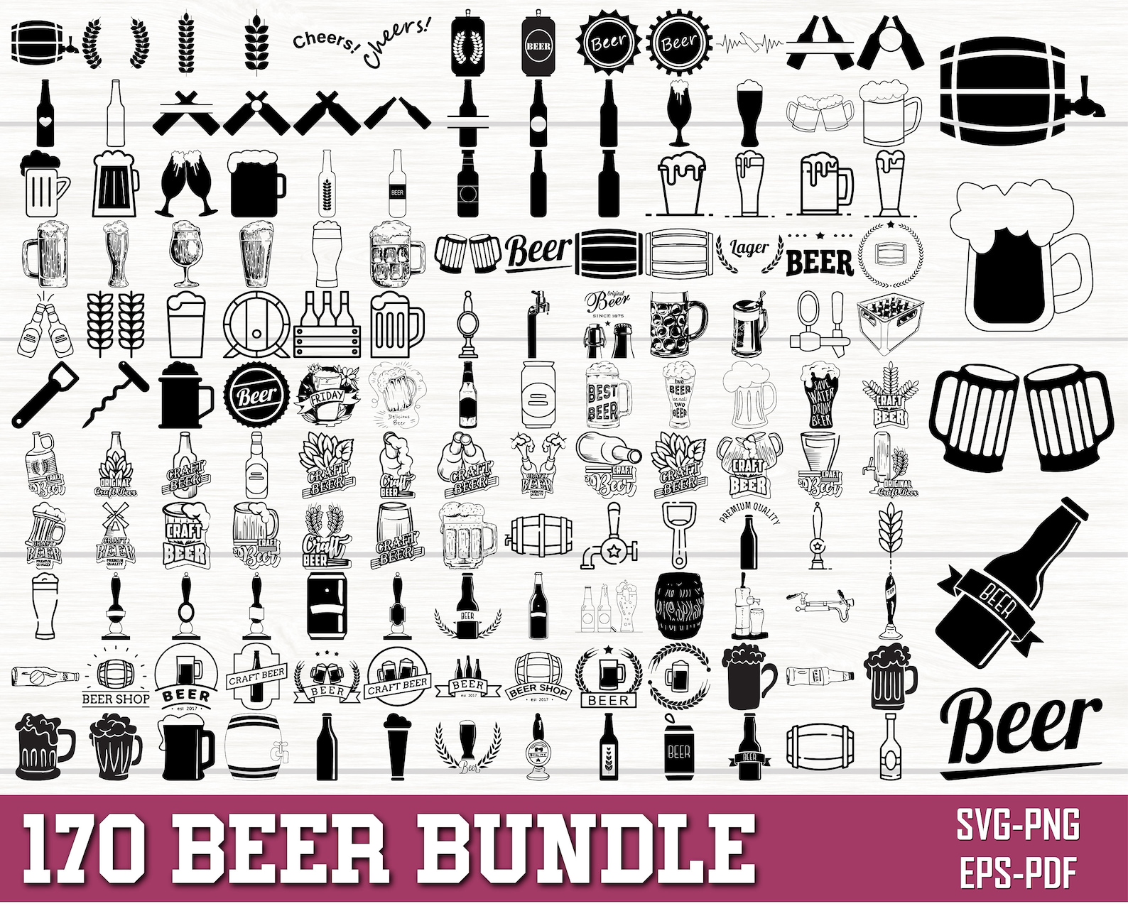 Beer SVG Bundle, Beer Clipart, Beer Bottle Svg, Beer Mugs Svg, Alcohol ...
