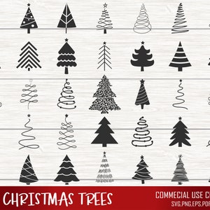Pacchetto SVG albero di Natale, albero di pino in formato SVG, Natale in formato SVG, pino disegnato a mano in formato SVG, ornamenti per l'albero di Natale, orecchini dell'albero di Natale in formato SVG