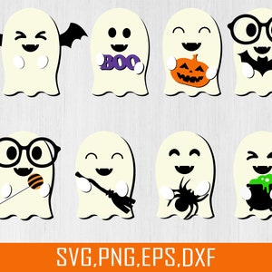 Cute Ghosts Bundle SVG, Halloween svg, Ghost Bundle svg, Halloween Laser Cut Files, Glowforge Halloween Bundle Svg, Halloween sign cut bestand