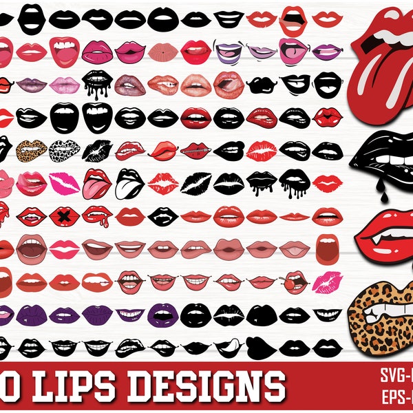 Lips SVG Bundle, Lips Clipart, Lips Silhouette, love svg, Bleeding Lips svg, Lips SVG Cut Files for Cricut, Valentine svg, Dripping Lips png