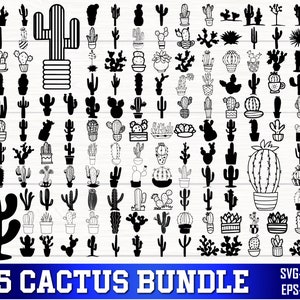 Paquete SVG de cactus, paquete PNG de cactus, imágenes prediseñadas de cactus, svg de cactus, silueta de cactus, archivos de corte SVG de cactus para Cricut