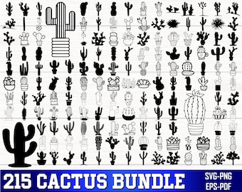 Pacchetto Cactus SVG, Pacchetto Cactus PNG, Cactus Clipart, Cactus svg, Cactus Silhouette, Cactus SVG Cut Files per Cricut