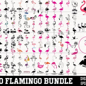 Flamingo SVG Bundle, Flamingo PNG Bundle, Flamingo Clipart, Flamingo svg, Flamingo Silhouette, Flamingo SVG Cut Files for Cricut, Bird Svg