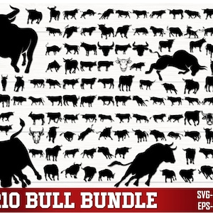 Bull SVG Bundle, Bull PNG bundle, Bull Clipart, Bull Cut Files For Cricut, Bull Silhouette Svg, Bull Head Svg, Farm Animal svg, Cow Girl Svg