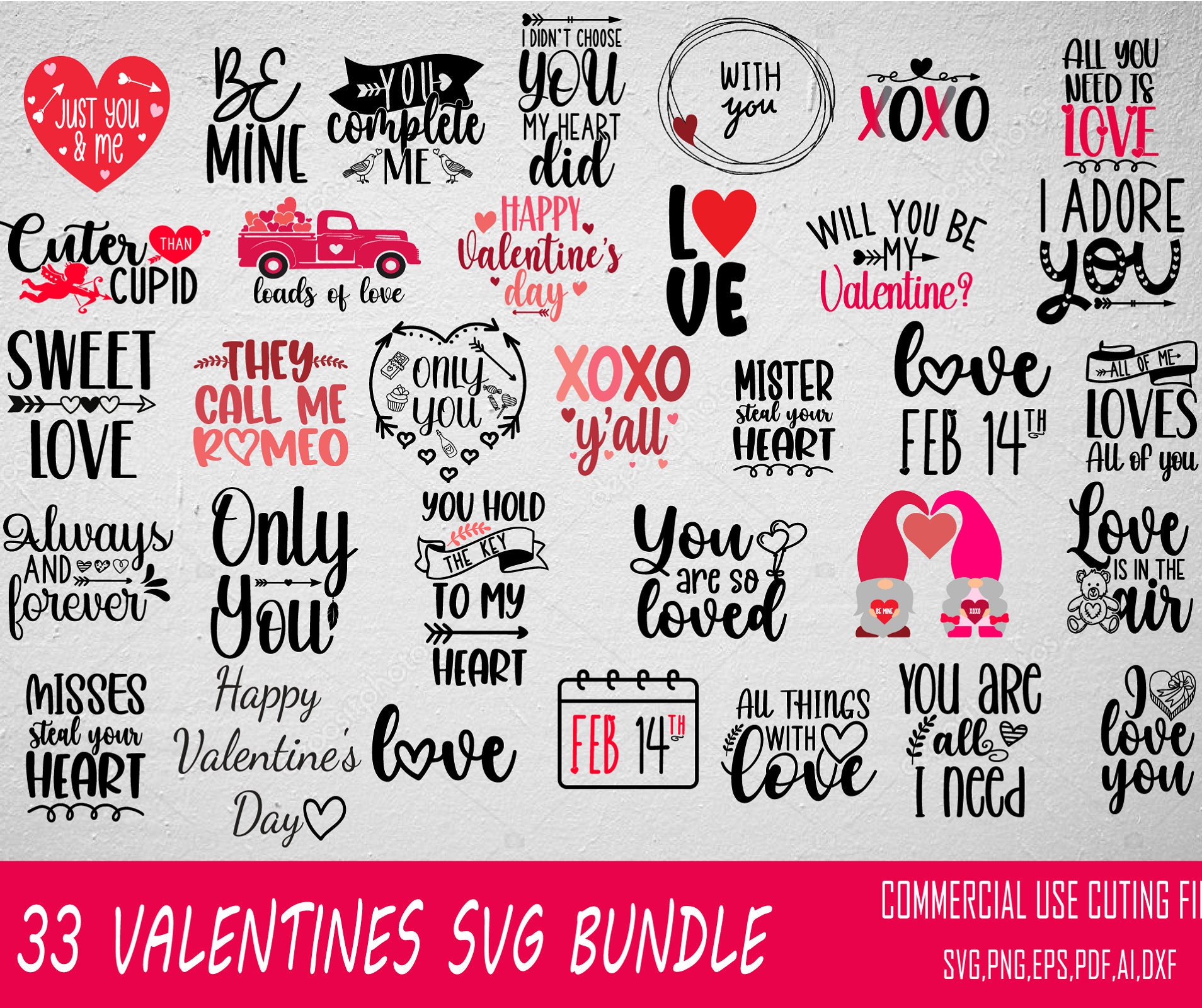 Valentines Svg Bundle Valentines Day Svg Happy Valentine - Etsy