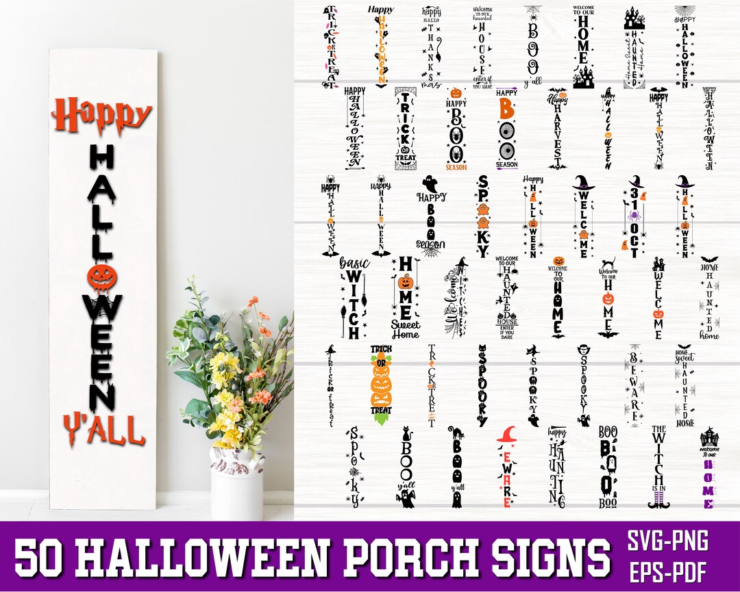 Halloween Porch Sign Svg Bundle, Welcome Sign Svg, Fall Porch Sign Svg ...