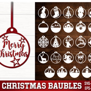 Christbaumkugel SVG Bundle, Christbaumkugel Ornament SVG Cricut, Weihnachten Zeichen svg, Weihnachten Glowforge Laser geschnitten svg, Santa svg