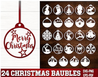 Kerstbal SVG-bundel: ornament lasergesneden bestanden (digitale download)