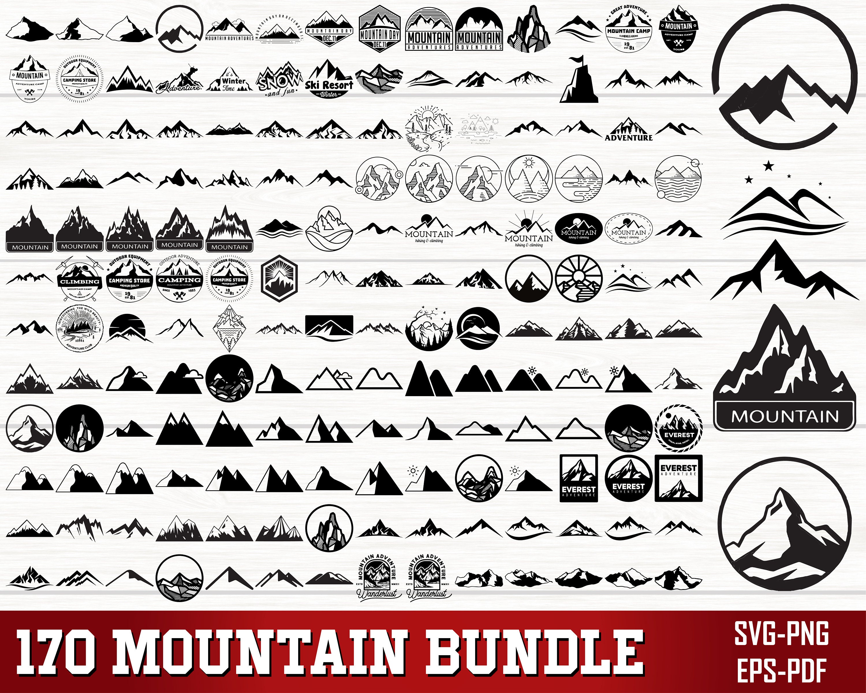 Mountain SVG Bundle, Mountain PNG Bundle, Mountain Clipart, Landscape ...