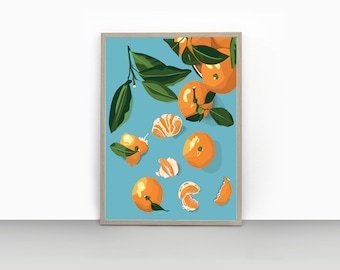 Orange Wall Art | Clementine Wall Art | Orange Art Print | Orange Fruit Market Print | Kitchen Wall Art | Trendy Wall Art | Tangerine Print