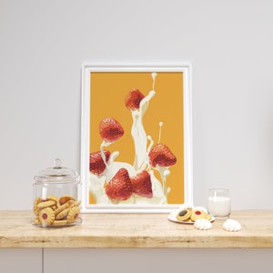 Strawberry wall art print | Strawberry Aesthetic | Fruit Market Print | Strawberry Illustration | PRINTABLE