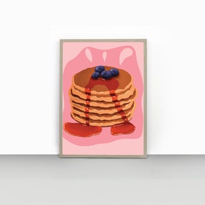 Pancakes Print | Pancake Food Art | Kitchen Wall Art | American Food Poster | Breakfast Print | Kitchen Decor | Quirky Kitchen Food Poster