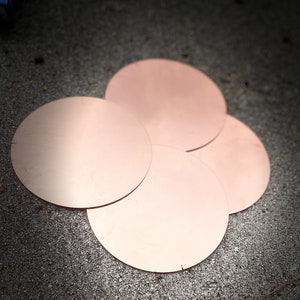 Raw Copper 4" Blank Stamping Disc Pack of 3- 24 gauge made from 16oz copper