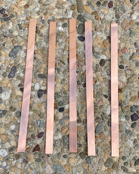 Copper Thin Metal Strips 9x 1/2 16oz Copper aprox 24 Gauge 9x.5 Pack of 5 