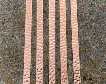 Hammered Copper Strips, 9"x.5" (5 Pack) Made from 16 (24gauge) Raw Copper