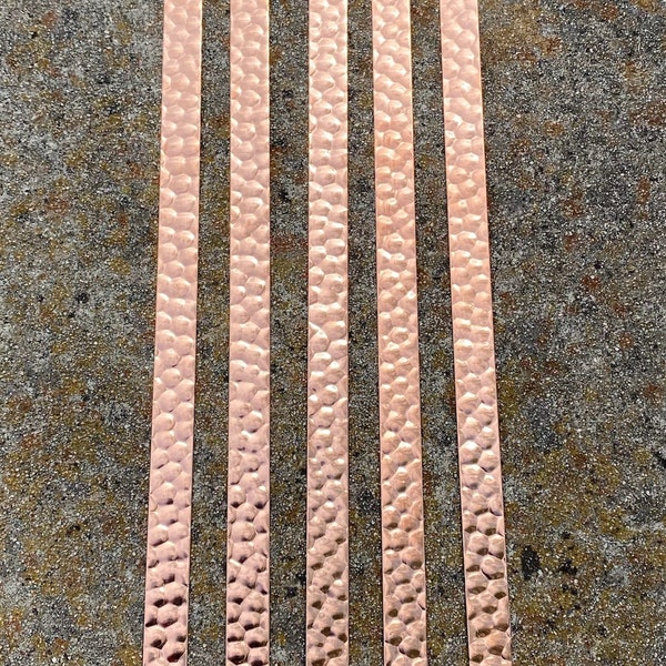 Hammered Copper Strips, 9"x.5" (5 Pack) Made from 16 (24gauge) Raw Copper