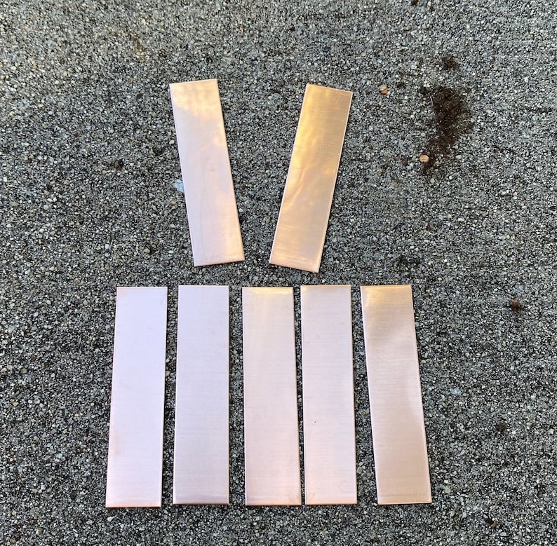 3 x.75 Rectangular Raw Copper Stamping Blanks 10 aprox 24 Gauge Made from 16oz