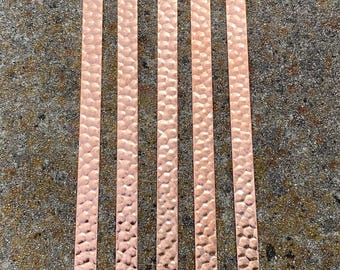 Hammered Copper Strips, 9"x.5" (5 Pack) Made from 16 (24gauge) Raw Copper