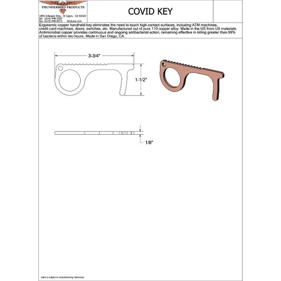 Copper No Touch Tool Contactless Covid Key Door Opener Etsy