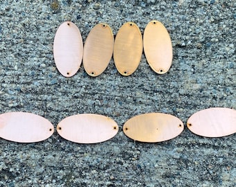 1"x 1/2" Oval Copper Connector Links with Holes (10 Pack)