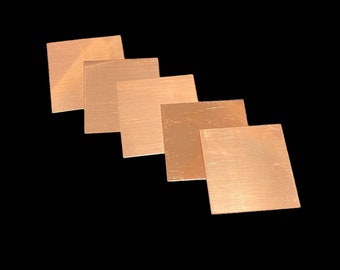 2"x2"  Square Raw Copper Stamping Blanks (Pack of 10) 16oz (aprox 24 gauge) Copper