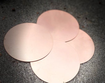 Raw Copper 4" Blank Stamping Disc Pack of 3- 24 gauge made from 16oz copper
