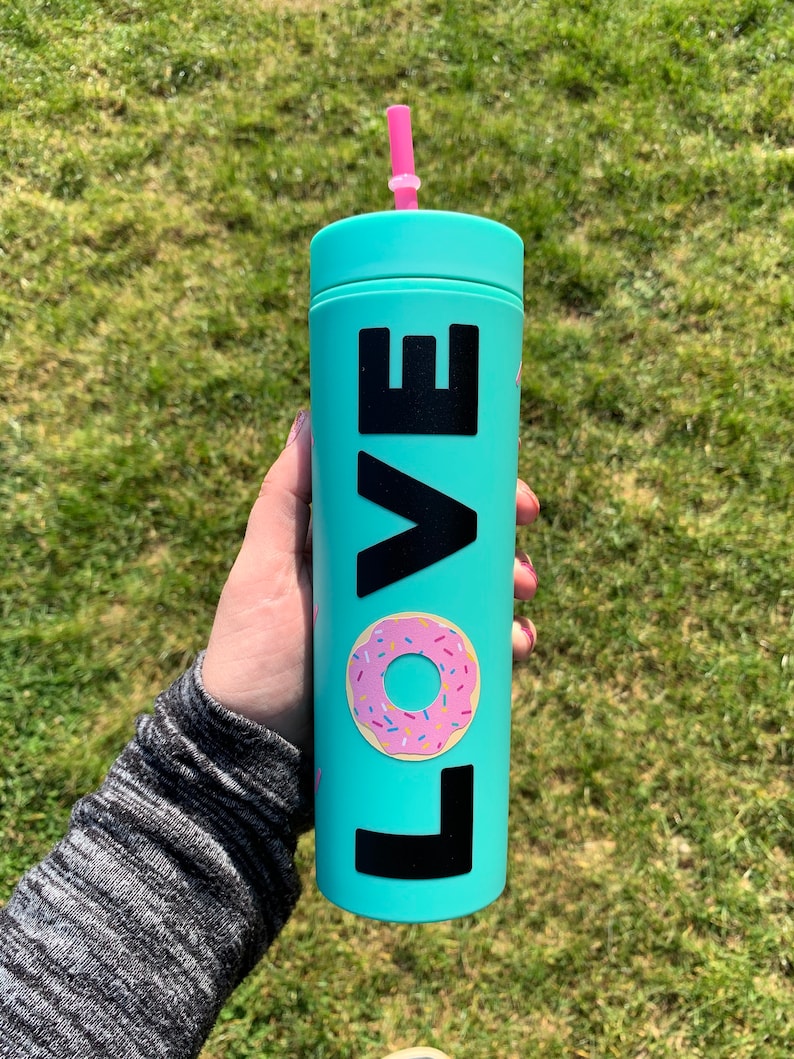 donut lover ice coffee cup gifts for mom gifts for her love Cups by Katelyn Donut cup iced cup