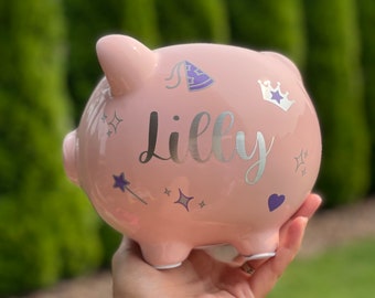 Mousehouse Kids Pink Fairy Princess Piggy Bank Money Box for Girls 