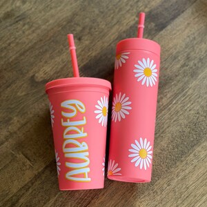 Spring Flower Cold Cup, Daisy, Daisy gift, Easter Gift, Easter Cup, Cute Gift, Easter Basket Stuffer, Spring Flower Cup Design, Coral Cups