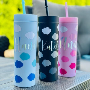 Head in the Clouds Cold Cup, ombré clouds, pink cup, black cup, blue cup, weather, cute gift