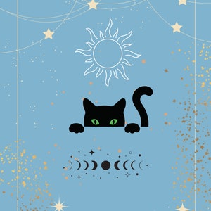 Tarot Card Deck - Cat Themed Printable Cards 5 x 7 " 78 Cards Plus mini guide