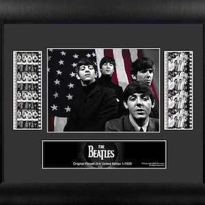 The Beatles Invade America Film Cell Movie Clip Display Framed Memorabilia 35mm w Certification of Authenticty!