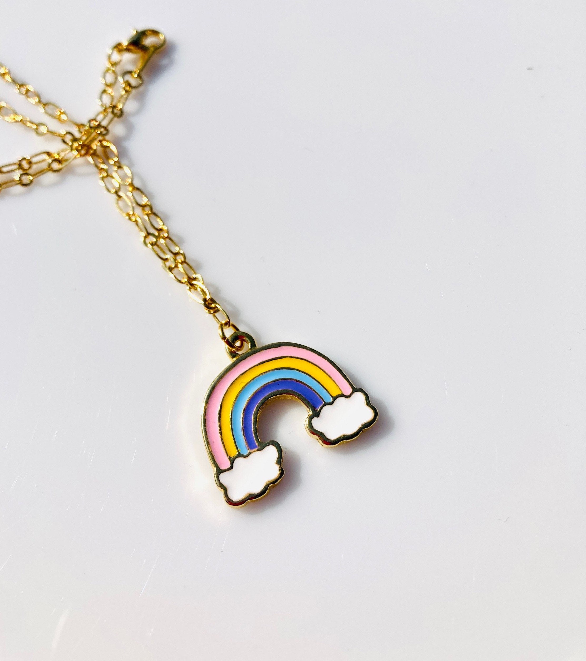 24k Gold-plated Link Chain With 24k Gold-plated Rainbow - Etsy