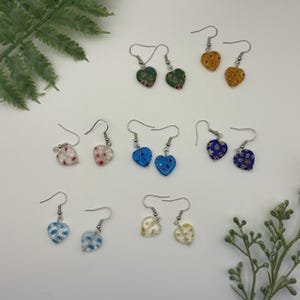 Floral Glass Heart Earrings
