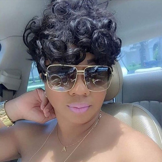 Black Short Wavy Hair Wigs for Black Women Short Curly Pixie - Etsy Black Short Wavy Hair Wigs for Black Women Short Curly Pixie - Etsy
