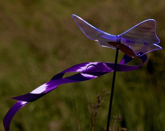 Garden decoration, sun catcher, gift / the luminous butterfly (violet)