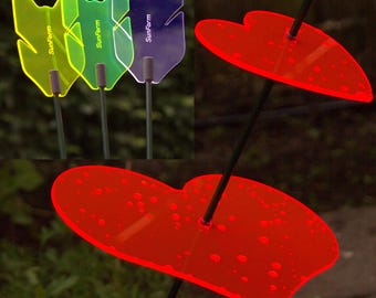 Cupid's Arrow & Hearts, luminous suncatcher, handmade garden decoration, wedding gift (from the heart), 1.5 m tall, UV-stable, frost-resistant