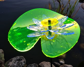 SunForm Design: luminous water lily, suncatcher, handmade garden decoration, garden stake, outdoor, extra large, UV-stable & frost-resistant