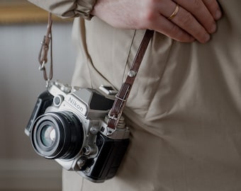 Camera Neck Strap Vintage Camera Shoulder Strap Personalized Camera Strap Leather Slim Camera Strap 10mm Wide Camera Strap Photographer Gift